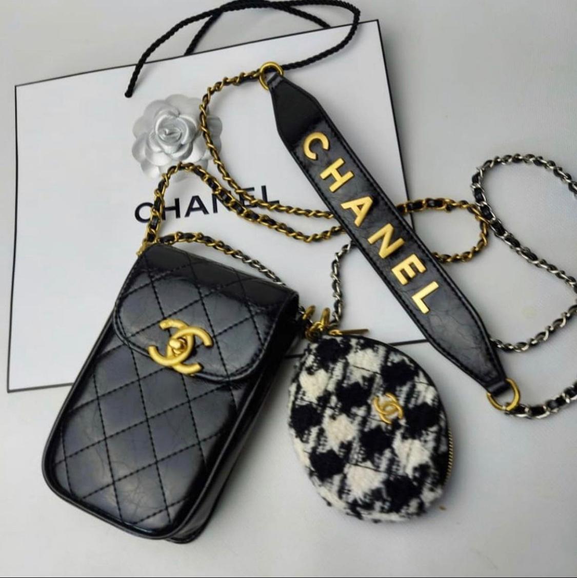 CC VIP Gift Multi Pochette Phone Bag with Tweed Coin Pouch