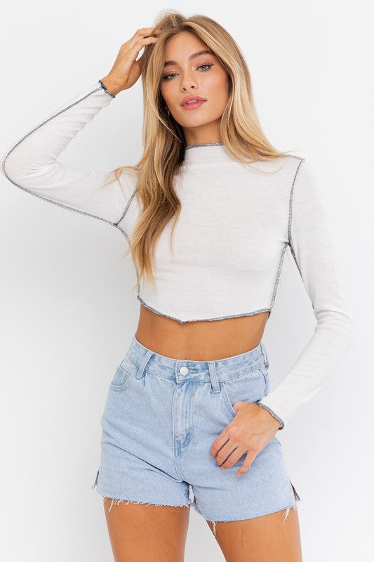 Contrast Stitch Long Sleeve Top