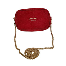 Load image into Gallery viewer, CC VIP Gift Red Gold Holiday Glitter Pouch Clutch Bag with Gold Crossbody Chain
