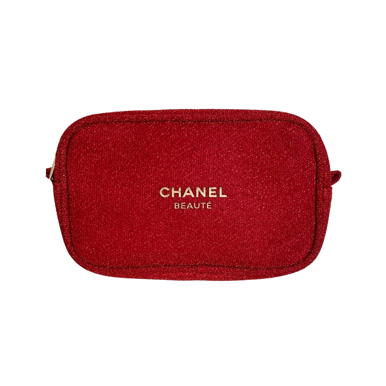 CHANEL Beaute Makeup Vintage New Cosmetic Bag 6 x 4.5 x 2 Deep Red Velvet  & Box