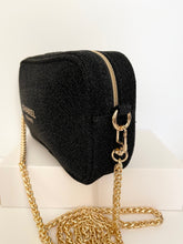 Load image into Gallery viewer, CC VIP Gift Black Gold Holiday Glitter Pouch Clutch Bag with Gold Crossbody Chain
