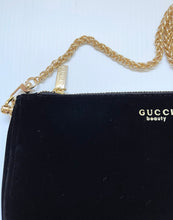 Load image into Gallery viewer, Gucci Beaute Pouch Clutch Black Velvet with Chain
