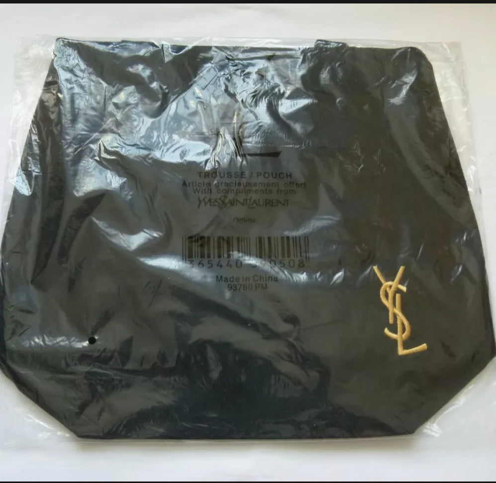 Yves Saint Laurent Novelty Gold Logo Black Canvas Tote bag wz/tag